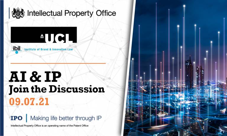 Ai and IP with UCL IBIL and UK IPO logos