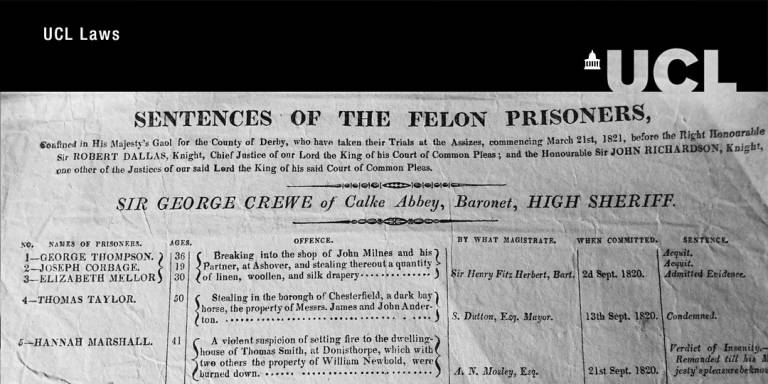 Image of record for sentences of the felon prisoners 1821