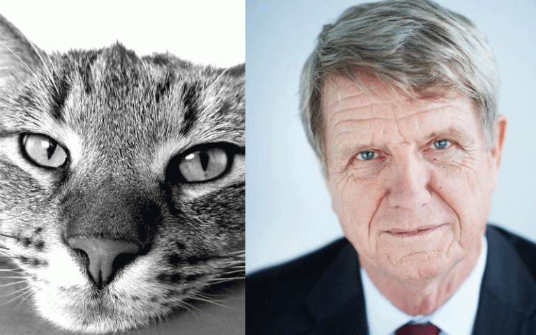 image of cat and the face of speaker Willem Hoyng