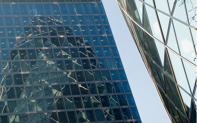 Close up image of glass building