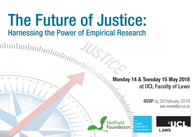 The image reads: "The Future of Justice: Harnessing the Power of Empirical Research"