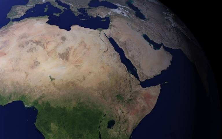 Satellite map showing part of Africa and the Middle East
