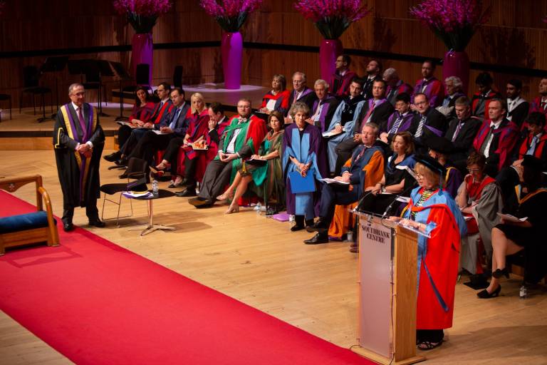 Provost Arthur and Professor Genn give addresses on behalf of the UCL Faculty of Laws