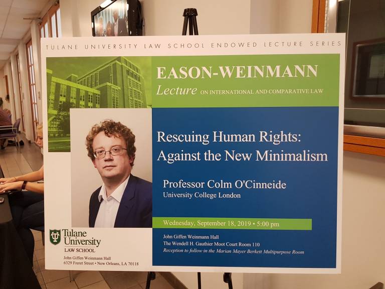 Professor O'Cinneide delivers the Eason-Weinmann Lecture at Tulane Law School