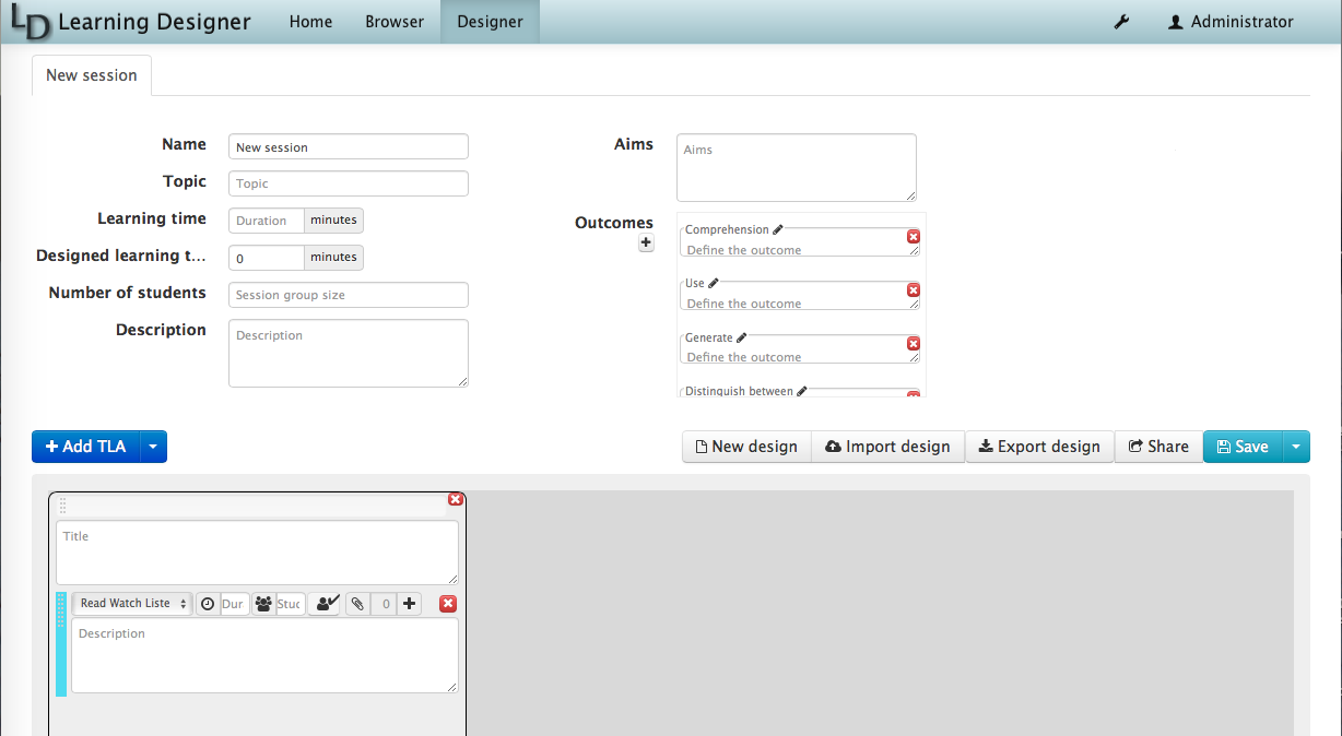 A screenshot of the Learning Designer