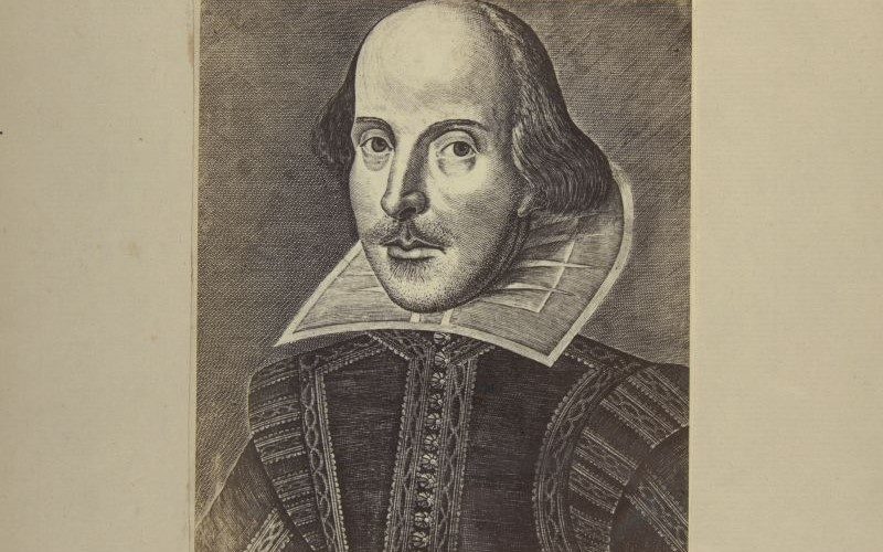 Part of front cover of Shakespeare complete works, reprinted