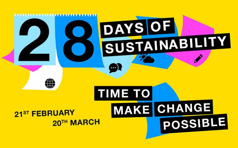 Online poster highlighting UCL's 28 days of sustainability campaign, 2022