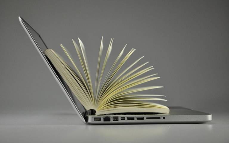 Laptop and book