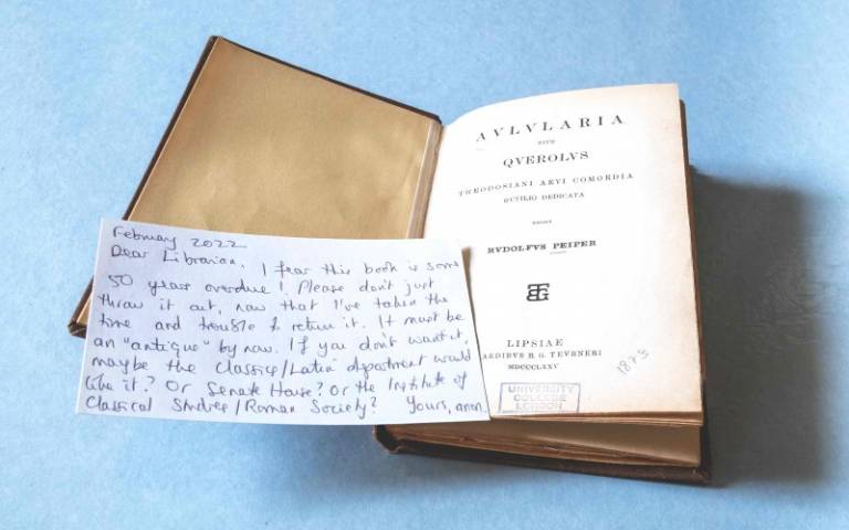 Aulularia, or Querolus; a book that returned to the library after 50 years 