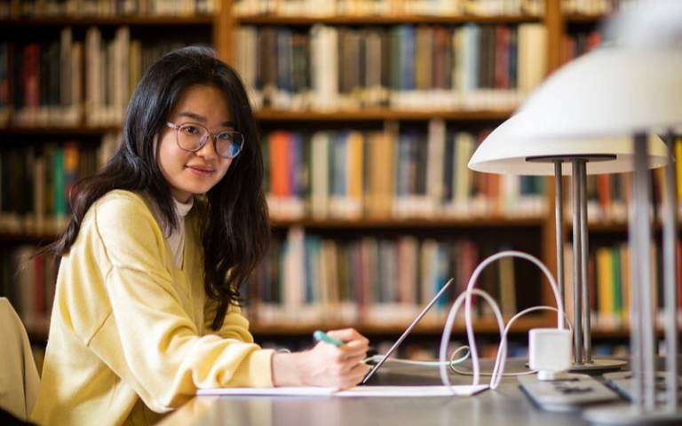 Student working in the Donaldson Reading Room