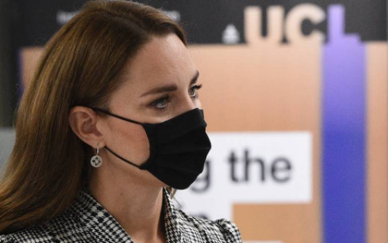The Duchess of Cambridge, with face covering