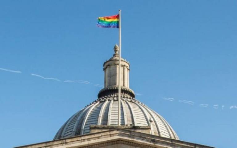 Rainbow flag atop UCL main building