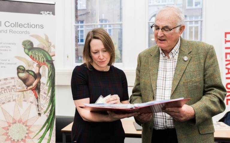 Sarah Aitchison, Head of UCL Special Collections, and Richard Blair at an event held at UCL to celebrate the donation