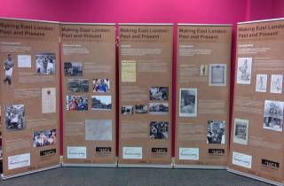Exhibition display banners at Stratford Library