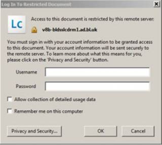 LiveCycle DRM login