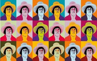 Jeremy Bentham in an Andy Warhol style image with several pictures of him in different colours