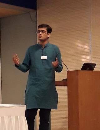 Jwalin Patel giving a speech