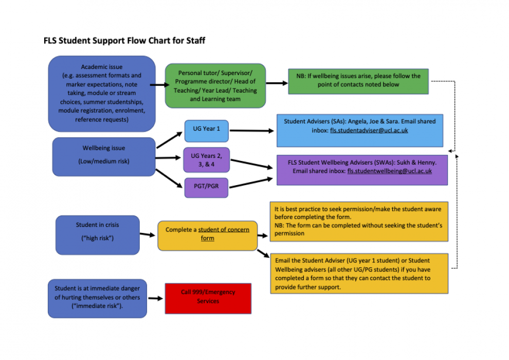 student wellbeing support flow chart