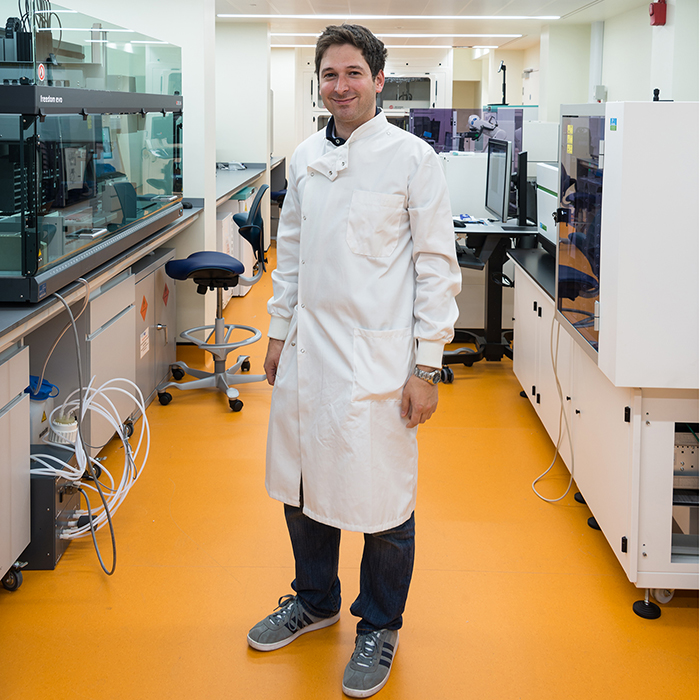 Scientist wearing lab coat in lab