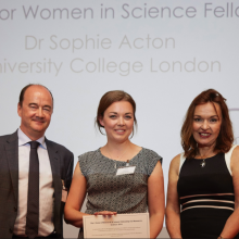 Sophie Acton L'Oreal UNESCO Women in Science Fellowship award ceremony