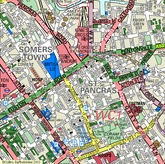 'Streetmap' aerial map of British Library