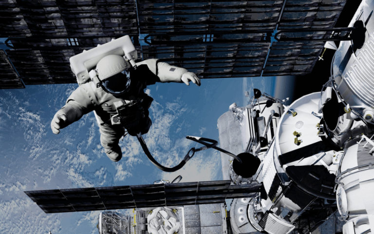 Astronaut in space 3D render