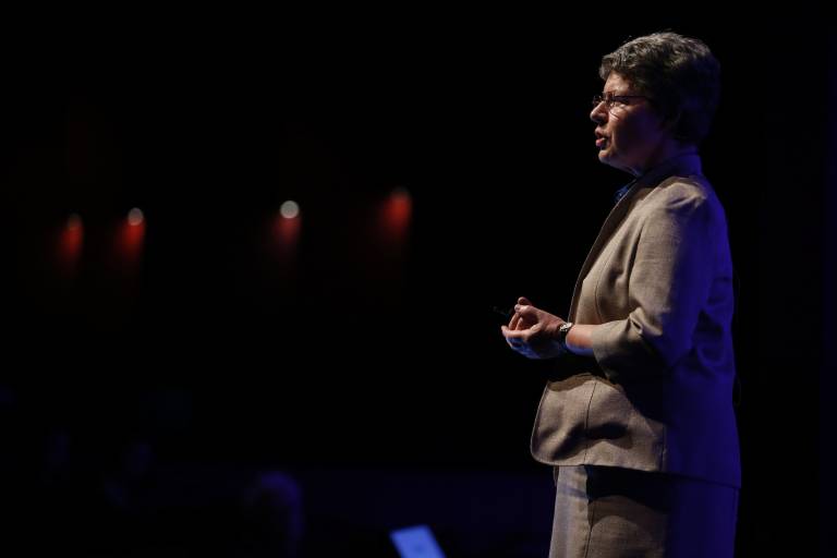  Image of Dame Jocelyn Bell Burnell giving a keynote address at Inspirefest 2015. This picture was taken by Conor McCabe Photography.