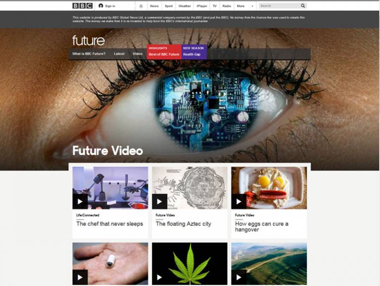 UCL Science & Technology students' videos on BBC Futures website