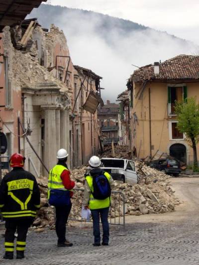 The aftermath of the l'Aquila earthquake. Credit: Joanna Faure Walker (UCL IRDR)