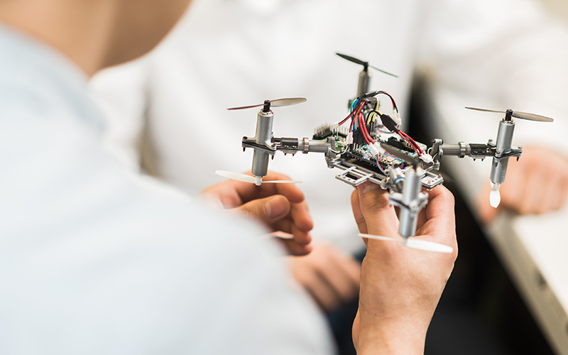 UCL Mechanical Engineering students working on prototype drone