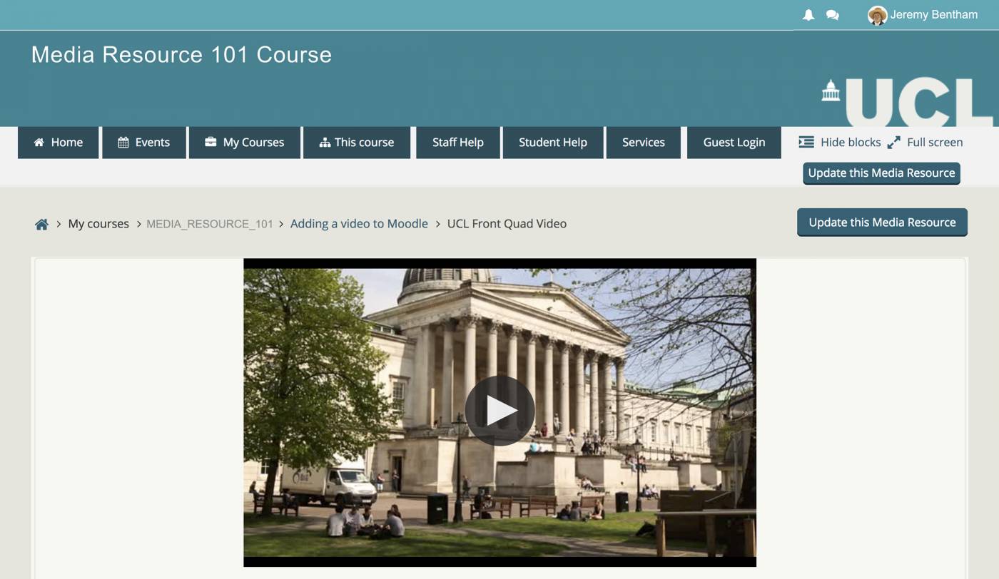 Image of video playing in Moodle