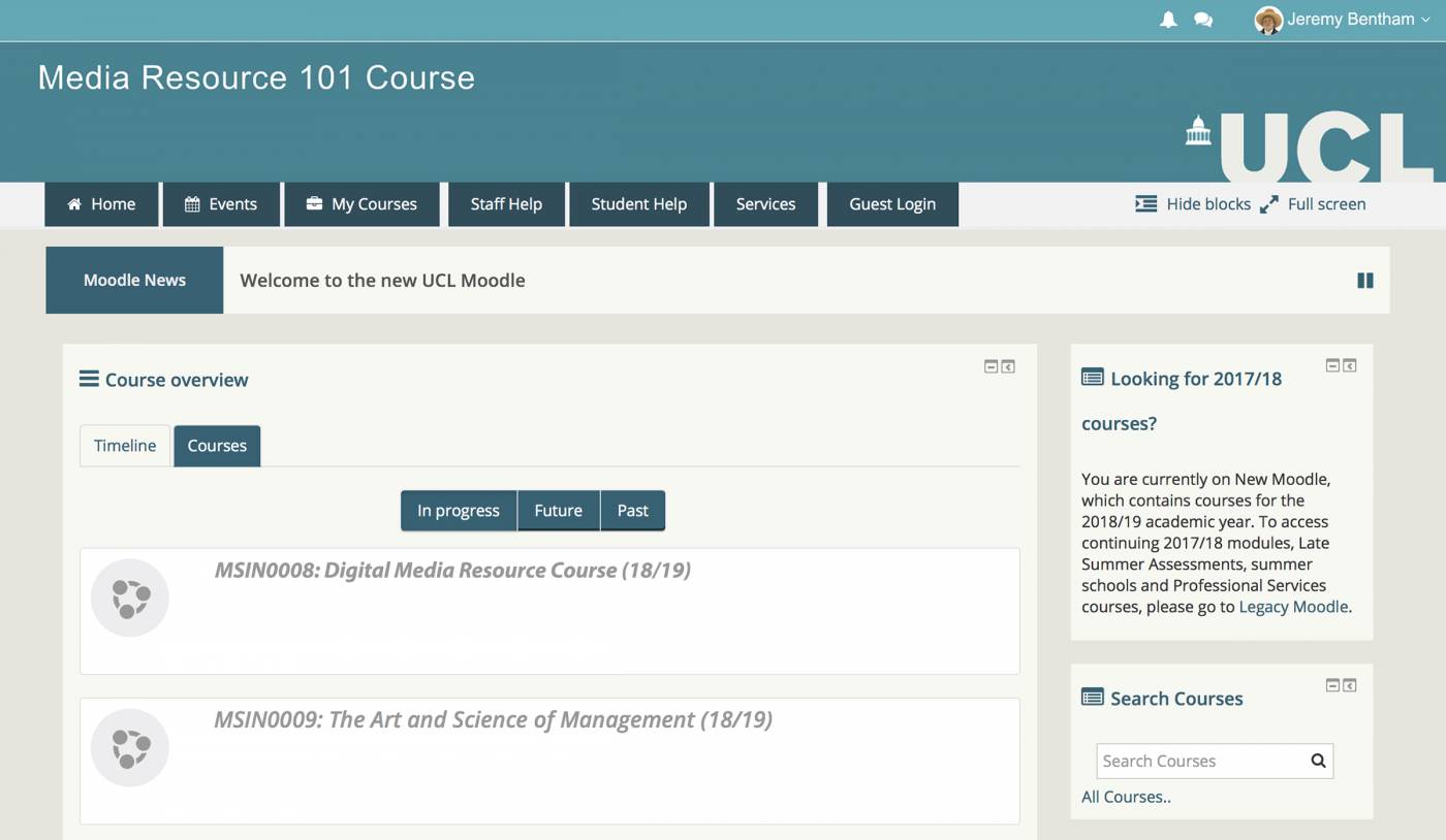 Image of personal Moodle courses