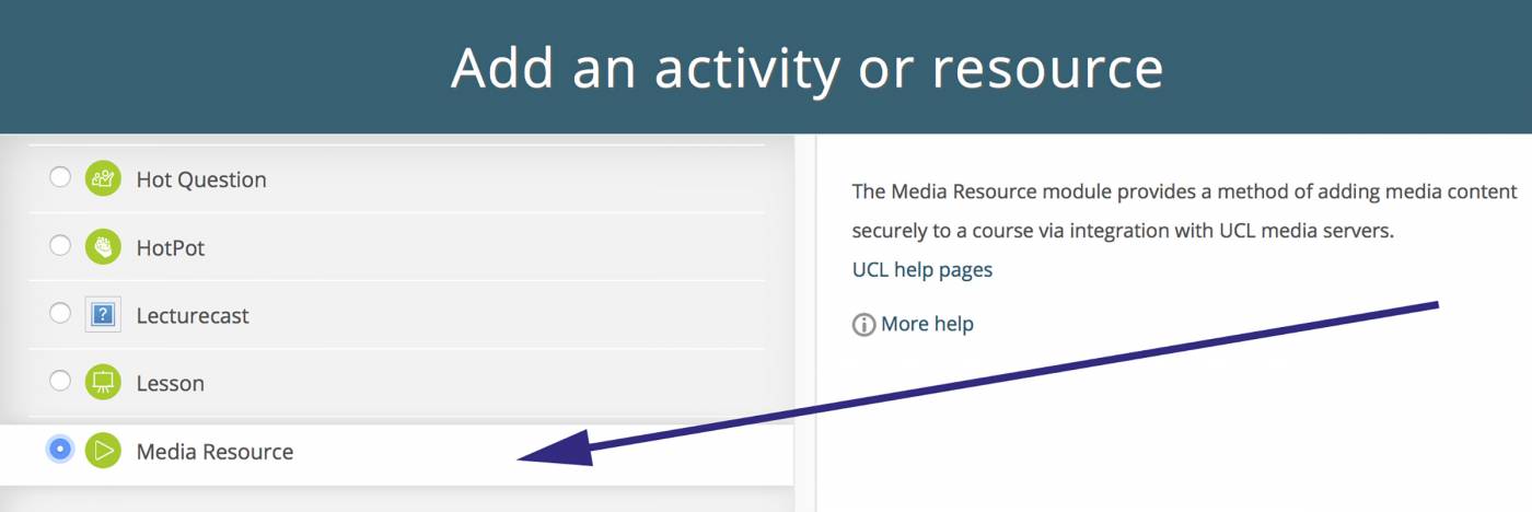 Select the Media Resource