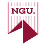 Logo for New Giza University, Egypt, in maroon