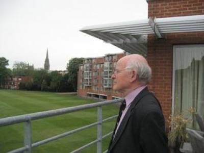 Peter Richards at Hughes Hall, Cambridge, overlooking Fenner's