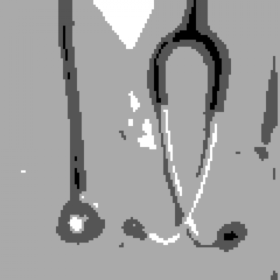 Schematic Image of stethoscope around neck