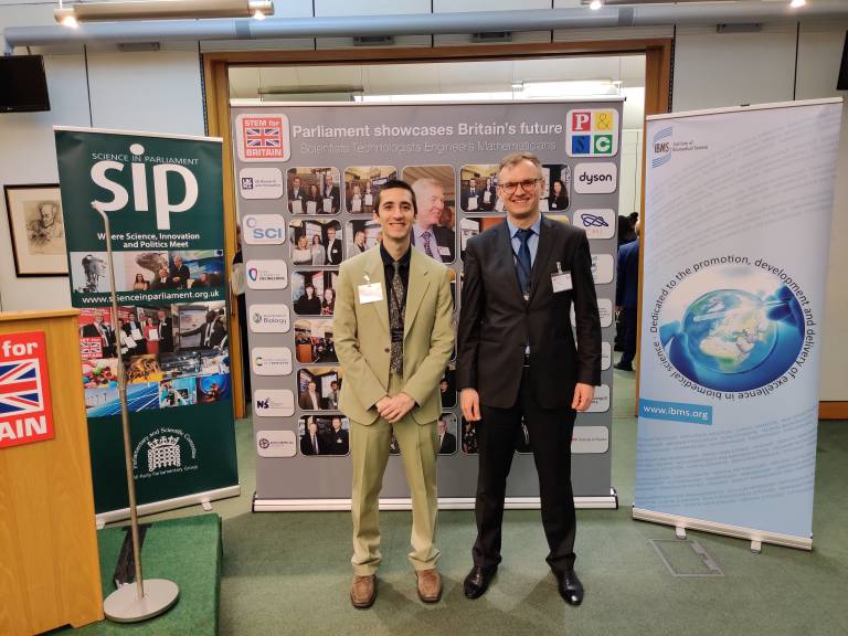 Adam and Oriol posing at STEM for Britain