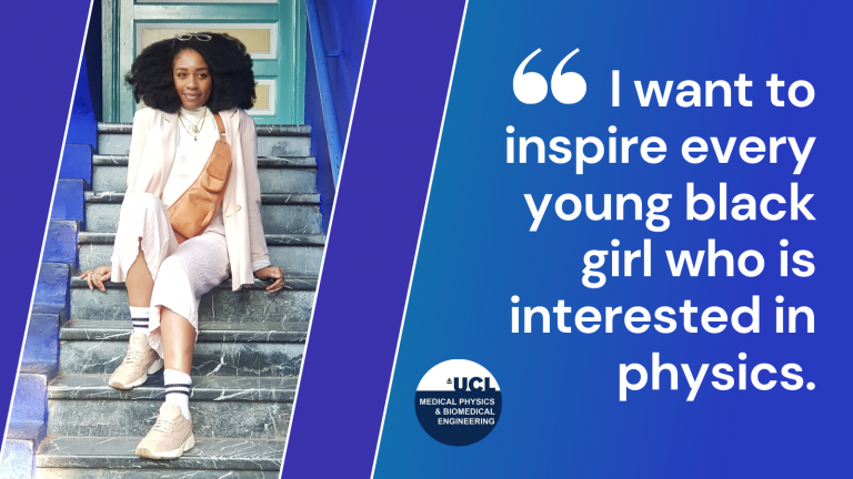 Image of Esther Uwannah with quote: "I want to inspire every young black girl who is interested in physics."