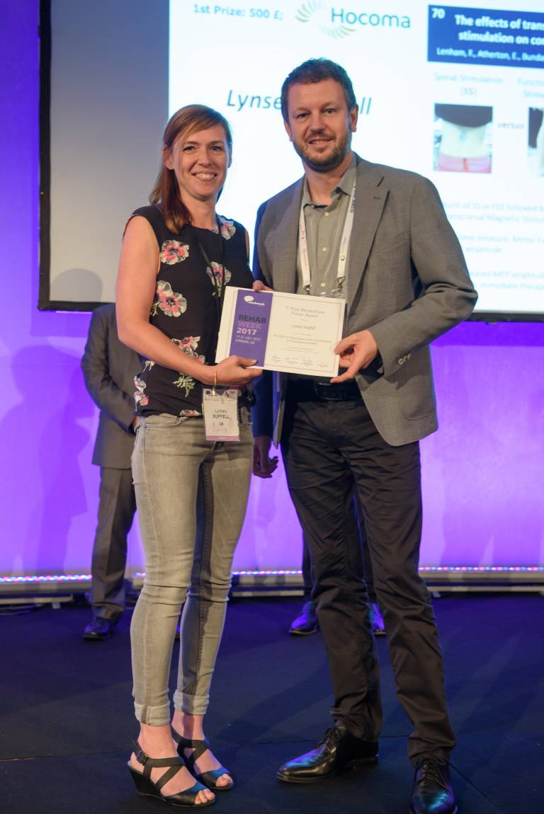 Lynsey Duffell wins first place for her poster at RehabWeek2017