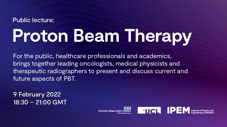Advert for proton beam therapy lecture