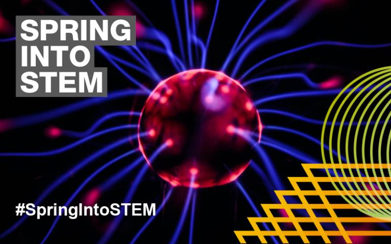 plasma ball with Spring into STEM artwork 