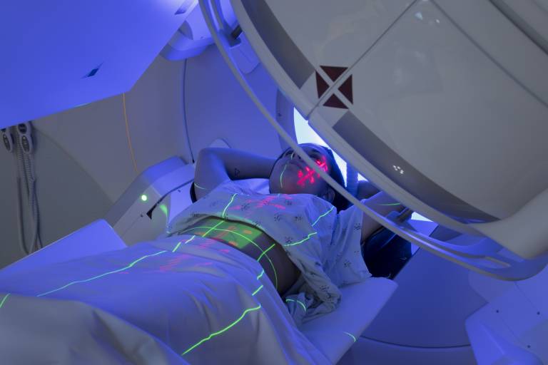 Cancer patient receiving radiation therapy