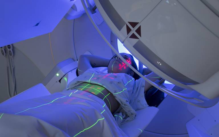 Woman receiving Radiation Therapy Treatments for Cancer