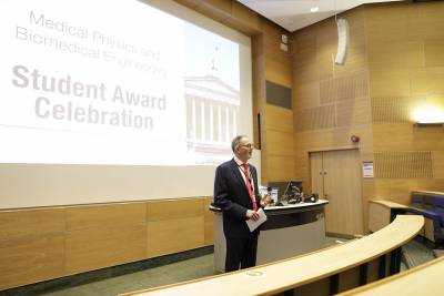 Head of Department, Prof Andy Nisbet presenting at the Student Celebration