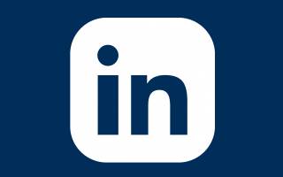 white LinkedIn logo on blue background