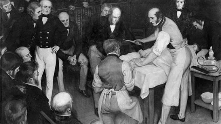 Robert Liston, Professor of Clinical Surgery at UCL, performed the first operation under anaesthetic in Europe in 1846.