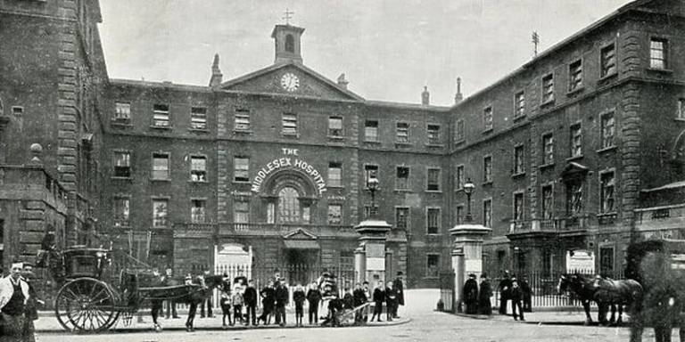 Historic image of Middlesex Hospital on Mortimer Street