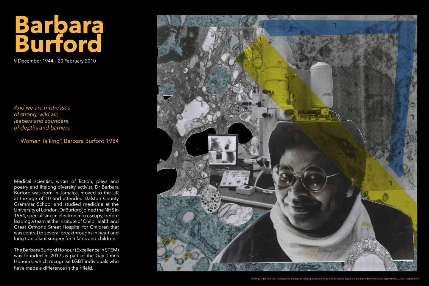 Poster celebrating Barbara Burford (1944-2010)