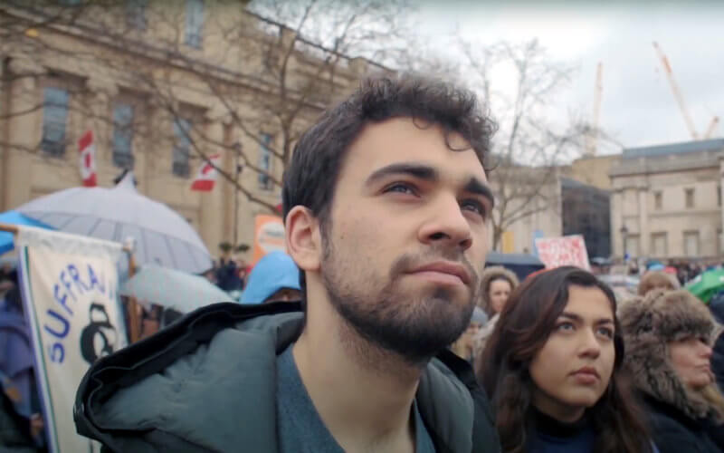 MBBS student Martin at a demonstration with fellow activists