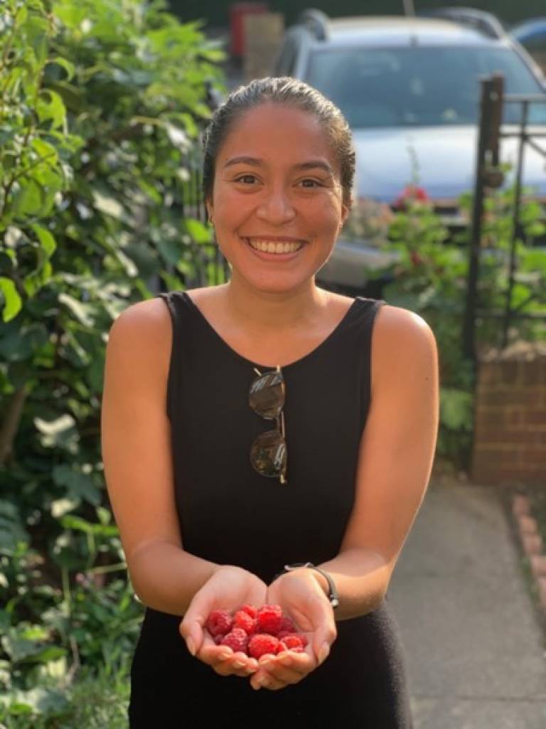 Annalisa Bettini gardening and collecting raspberries